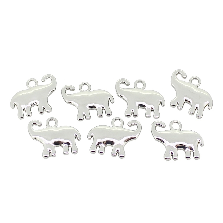 METAL - CHARMS PENDANT 1 HOLE UV COATING - ELEPHANT 01 - 15x12x2mm SILVER COLOR - PACKAGE 50pcs. Hole-2.0mm