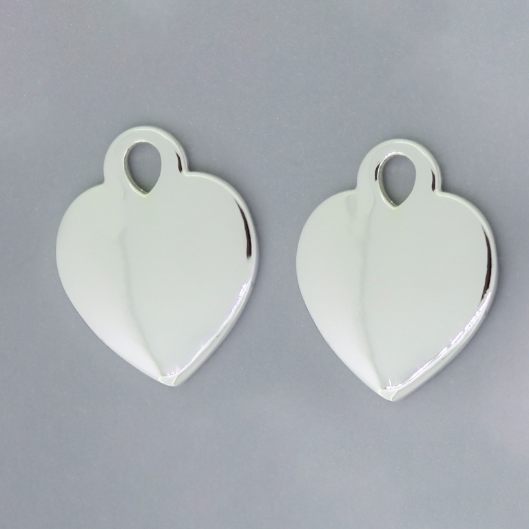 METAL - CHARMS PENDANT 1 HOLE UV COATING - HEART 01 - 22x27x2.5mm SILVER COLOR - 4pcs. Hole-4.0mm