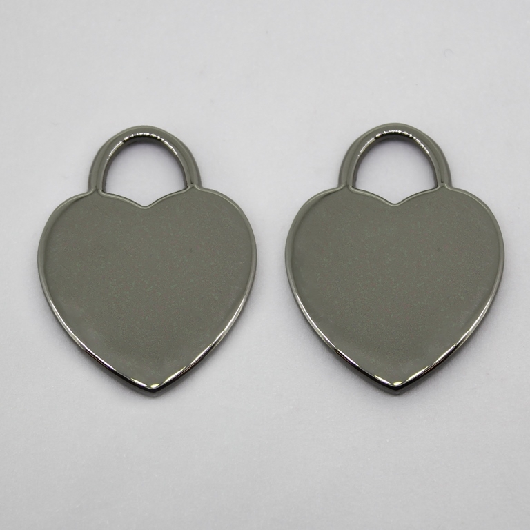 METAL - CHARMS PENDANT 1 HOLE UV COATING - HEART 02 - 25x31x2mm OXIDIZED - 4pcs. Hole-7.0mm