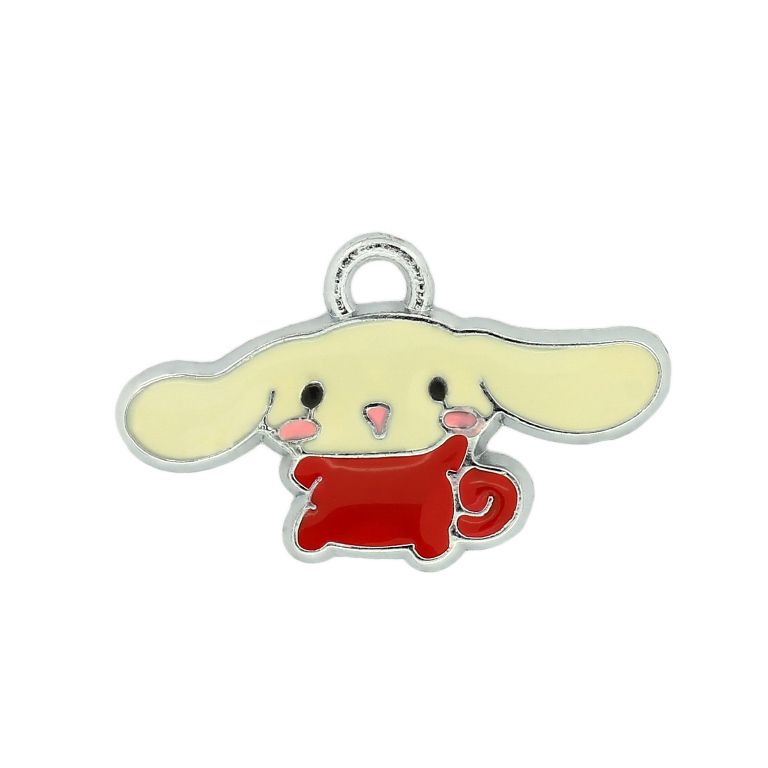 МЕТАЛНИ МЪНИСТА - ВИСУЛКА С ЕМАЙЛ - ЗАЕК 01 - 26х16х1.5мм ЧЕРВЕНО - ПАКЕТ 50 бр. Отвор-2.5мм