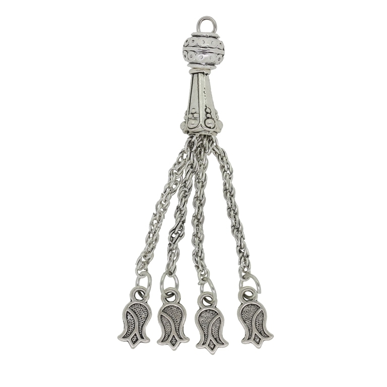 METAL BEADS - PENDANT - TASSEL 01 TULIPS - 8x68mm NICKEL - 1pc. Hole-2.4mm