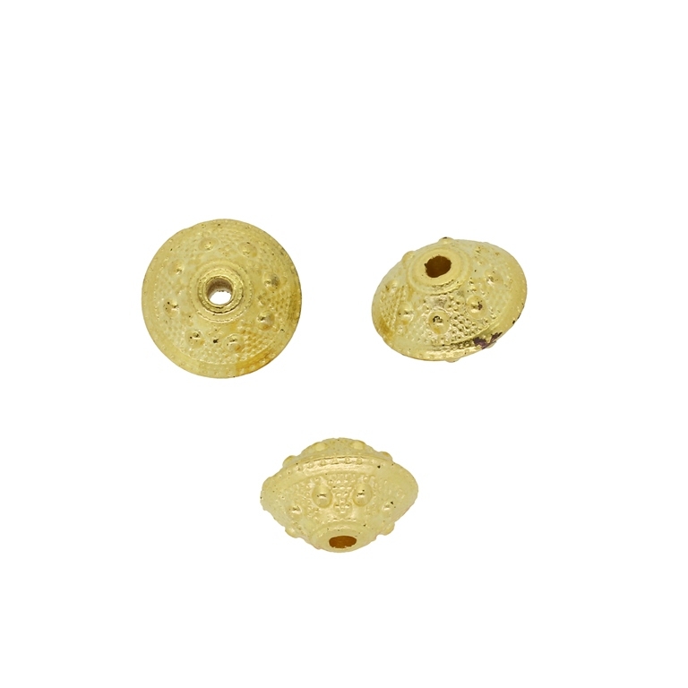 METAL PLATED PLASTIC / CCB BEADS - FLYING SAUCER RELIEF 02 - 14x10mm GOLD - PACKAGE 500g Hole-2.4mm (590pcs.)