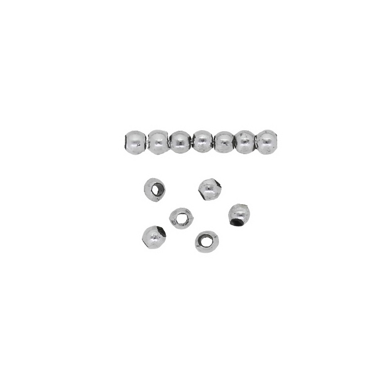 METAL PLATED PLASTIC / CCB BEADS - BALL - 2mm NICKEL - 50g Hole-1.0mm (8760pcs.)