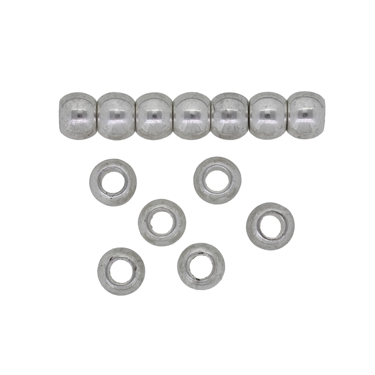 METAL PLATED PLASTIC / CCB BEADS - BALL - 7.5x10mm SILVER - SECOND-RATE - PACKAGE 500g Hole-4.8mm (1120pcs.)