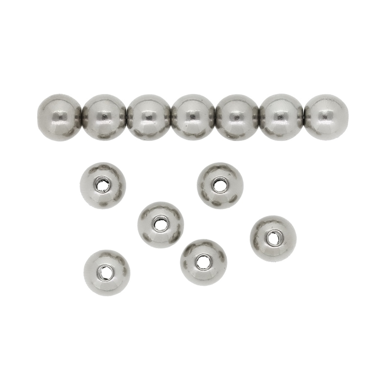 METAL PLATED PLASTIC / CCB BEADS - BALL - 10mm NICKEL - PACKAGE 500g Hole-2.8mm (1000pcs.)