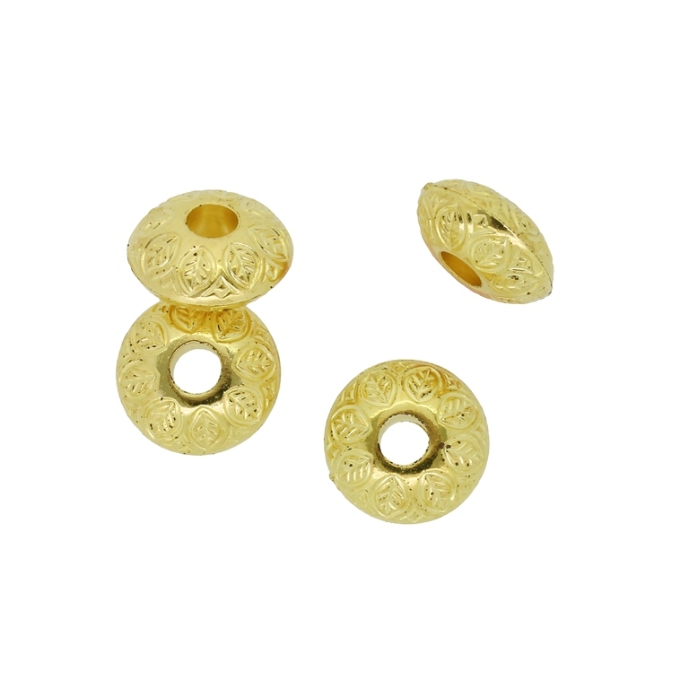 METAL PLATED PLASTIC / CCB BEADS - WASHER RELIEF SHEET - 6.5x14mm GOLD - 50g Hole-4.5mm (69pcs.)