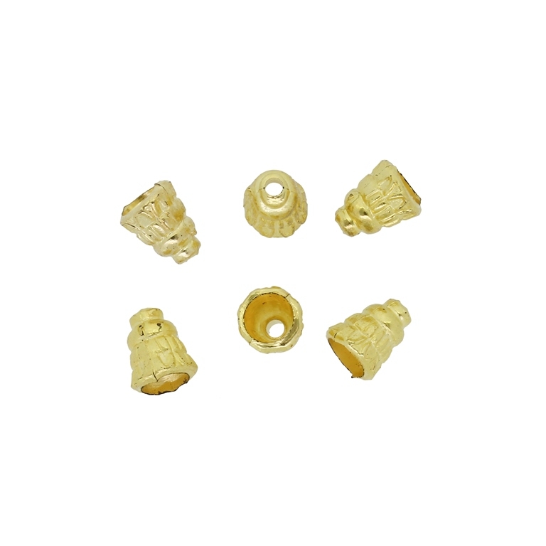 METAL PLATED PLASTIC / CCB BEADS - CAP CONE RELIEF 02 - 9x7mm GOLD - PACKAGE 250g Hole-2.0mm (1645pcs.)