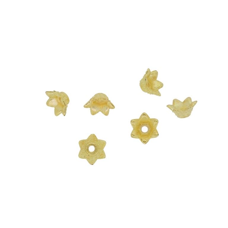 METAL PLATED PLASTIC / CCB BEADS - CAP FLOWERS DOTS - 6x3mm GOLD - PACKAGE 250g Hole-1.3mm (8800pcs.)