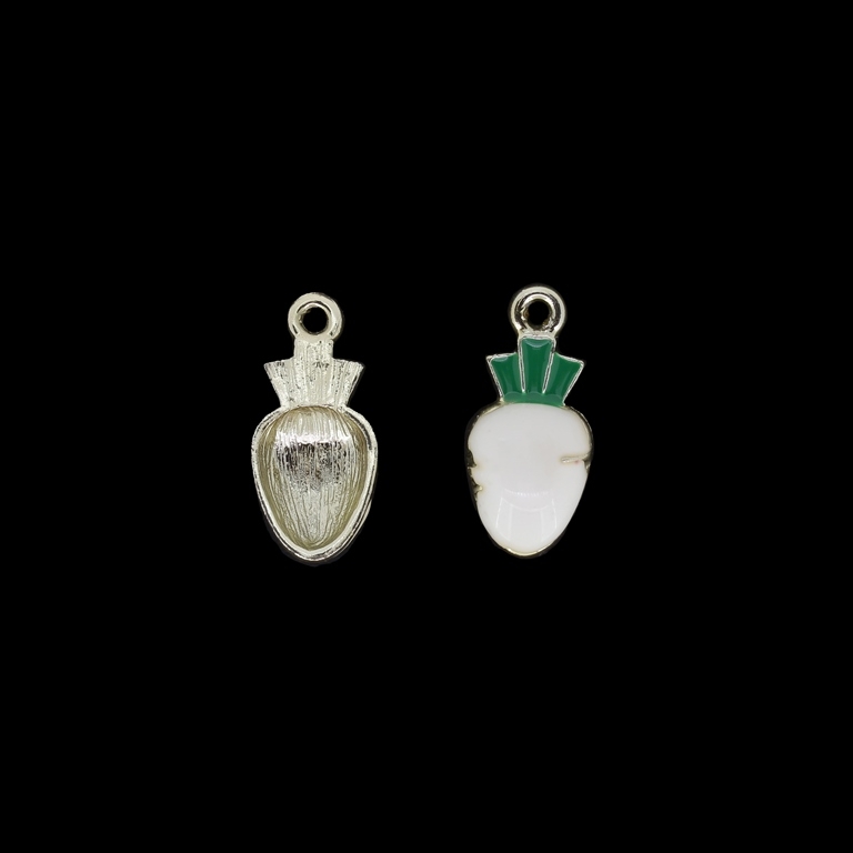 METAL BEADS WITH ENAMEL - UV - PENDANT - CARROT 01 - 11x25x5mm GOLD AND WHITE - 2pcs. Hole-2.0mm