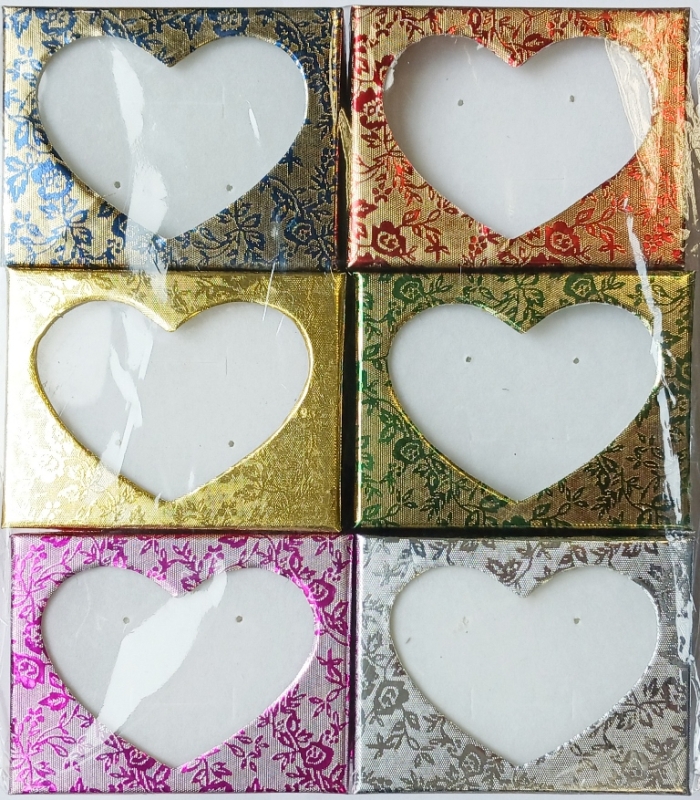 GIFT BOX FOR SET WITH A WINDOW - HEART 01 - 9x7x3cm MIX COLORS - PACKAGE 12pcs.