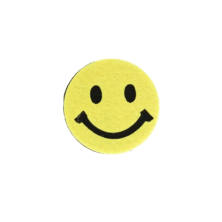 TEXTILE BEADS - FELT - SMILEY FACE 01 - 44mm YELLOW - PACKAGE 25pcs.