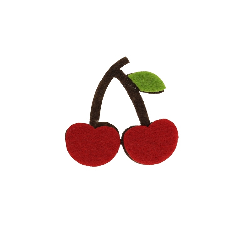 TEXTILE BEADS - FELT - CHERRIES 01 - 43x42mm RED - PACKAGE 25pcs.