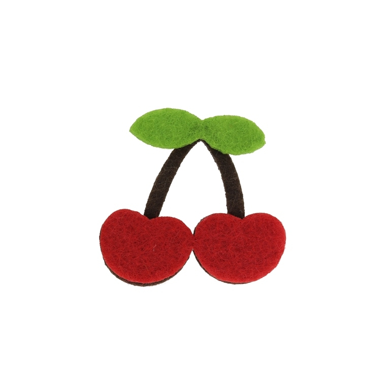 TEXTILE BEADS - FELT - CHERRIES 02 - 45x40mm RED - PACKAGE 25pcs.