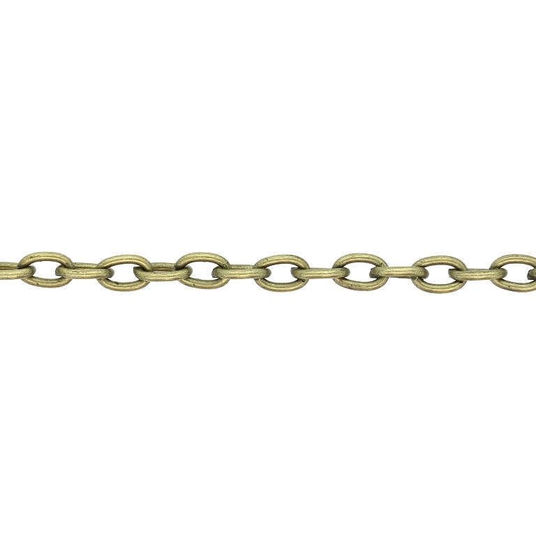 METAL CHAIN - CABLE OVAL - 1.0x5.5x3.5mm ANTIQUE BRONZE - ROLL 100meters