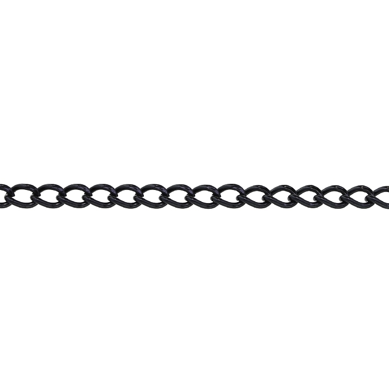 METAL CHAIN - TAIL EXTENSION EXTENSION - 0.8x4.5x3.5mm BLACK - NICKEL FREE - ROLL 100meters