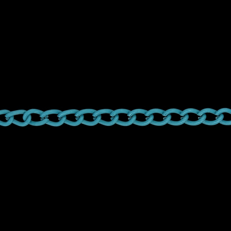 METAL CHAIN - COLORFUL - TAIL EXTENSION EXTENSION - 1.0x6.5x3.5mm TURQUOISE - ROLL 100meters