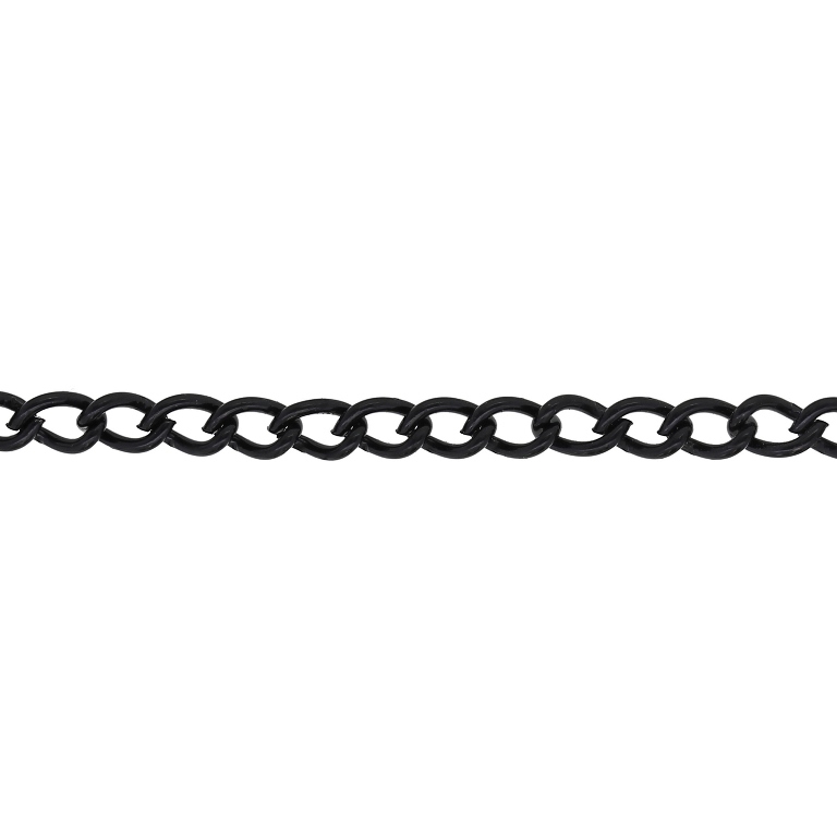 METAL CHAIN - COLORFUL - TAIL EXTENSION EXTENSION - 1.0x6.5x3.5mm BLACK - ROLL 100meters