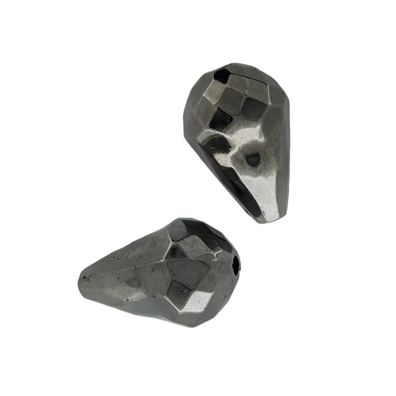 METAL PLATED PLASTIC / CCB BEADS - DROP FACETED - 14.5x10mm OXIDIZED - 50g Hole-1.8mm (82pcs.)