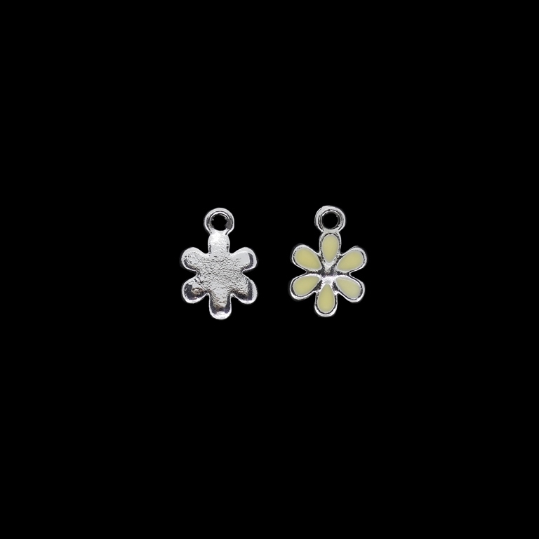 METAL BEADS WITH ENAMEL - UV - PENDANT - FLOWER 12 - 11x16x2mm NICKEL AND YELLOW (LIGHT) - 4pcs. Hole-2.3mm