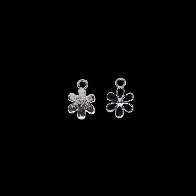 METAL BEADS WITH ENAMEL - UV - PENDANT - FLOWER 12 - 11x16x2mm NICKEL AND BLACK - PACKAGE 40pcs. Hole-2.3mm