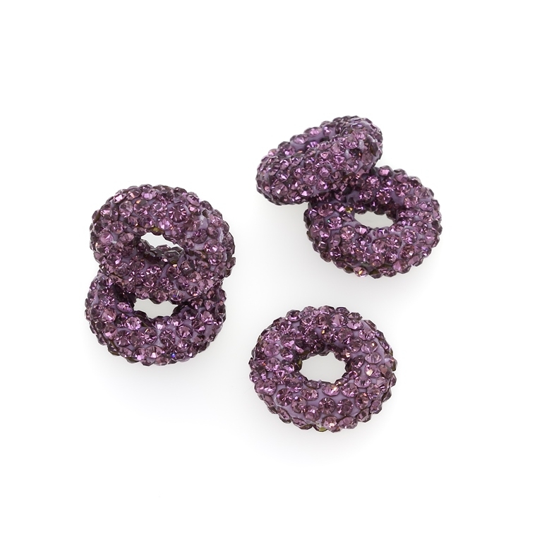 SHAMBALA TYPE FOR PIN - POLYMER WITH CRYSTALS - WASHER - 20x8mm PURPLE (LIGHT) - 5pcs. Hole-1.0mm 