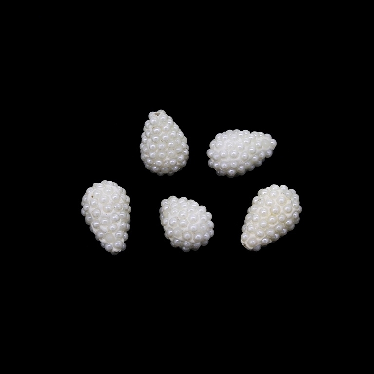 SHAMBALA TYPE FOR PIN - POLYMER WITH PEARLS - DROP - 10x15mm ECRU - PACKAGE 50pcs. Hole-1.0mm