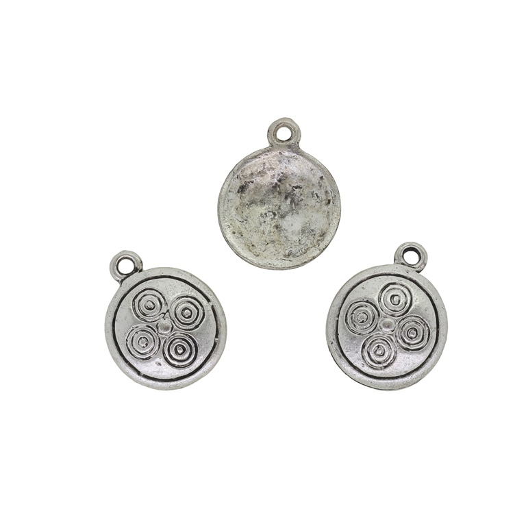 METAL BEADS - PENDANT - DISK 04 CIRCLE - 14x17x2.5mm NICKEL - 10pcs. Hole-1.8mm