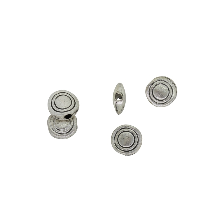 METAL BEADS - DISK 01 CIRCLE - 8x3.5mm NICKEL - 10pcs. Hole-1.9mm