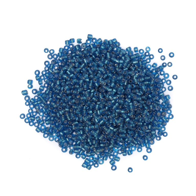 GLASS SEED BEADS - BALL 4mm - SILVER LINED - BLUE (LIGHT) 23В - PACKAGE 450g Hole-1.5mm