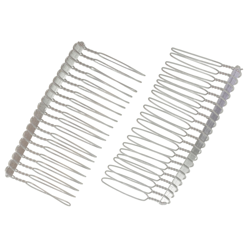 METAL ELEMENTS - HAIR ACCESSORY - COMB - 75x37x4mm NICKEL COLOR - 2pcs.