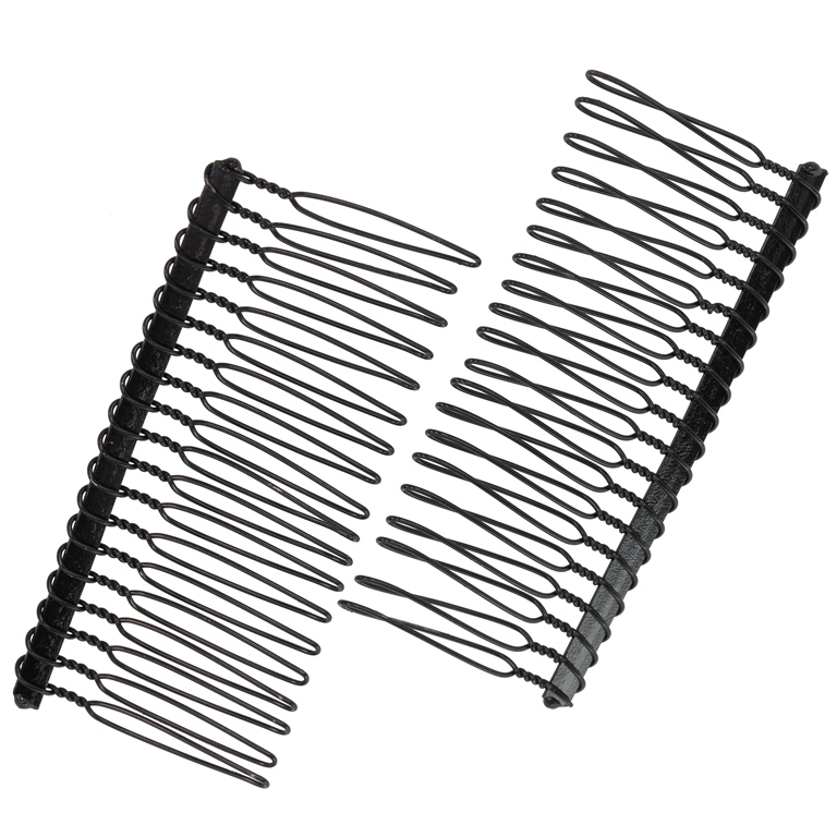 METAL ELEMENTS - HAIR ACCESSORY - COMB - 75x37x4mm BLACK - 2pcs.