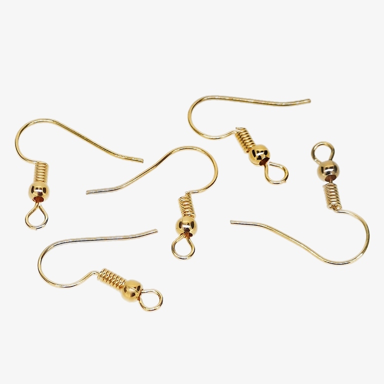 METAL ELEMENTS - EARRING FINDINGS - WIRE HOOK - 18x19x3mm GOLD COLOR 02 - 100pcs. Hole-2.2mm