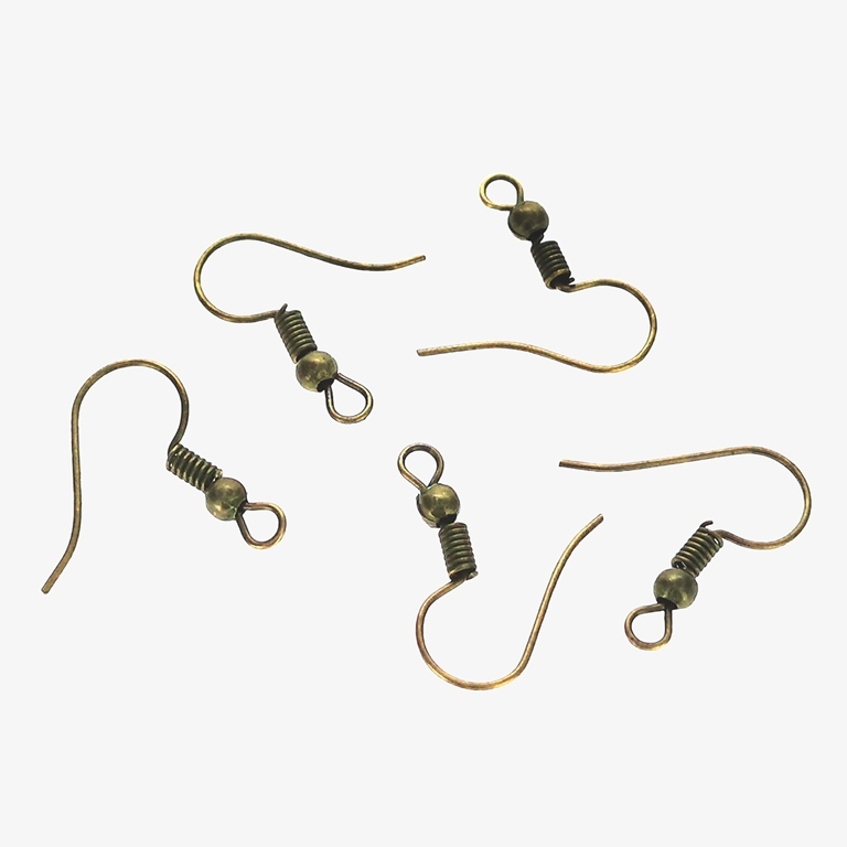 METAL ELEMENTS - EARRING FINDINGS - WIRE HOOK - 18x19x3mm ANTIQUE BRONZE (LIGHT) - 100pcs. Hole-2.2mm