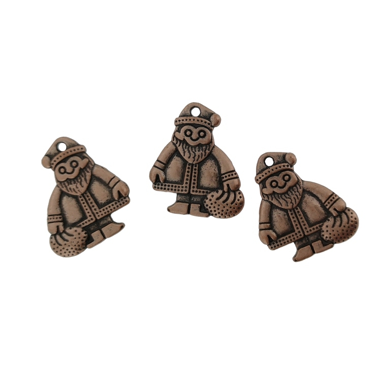 METAL BEADS - PENDANT - SANTA CLAUS 01 - 16x19x2mm ANTIQUE BRASS - PACKAGE 55pcs. Hole-2.0mm