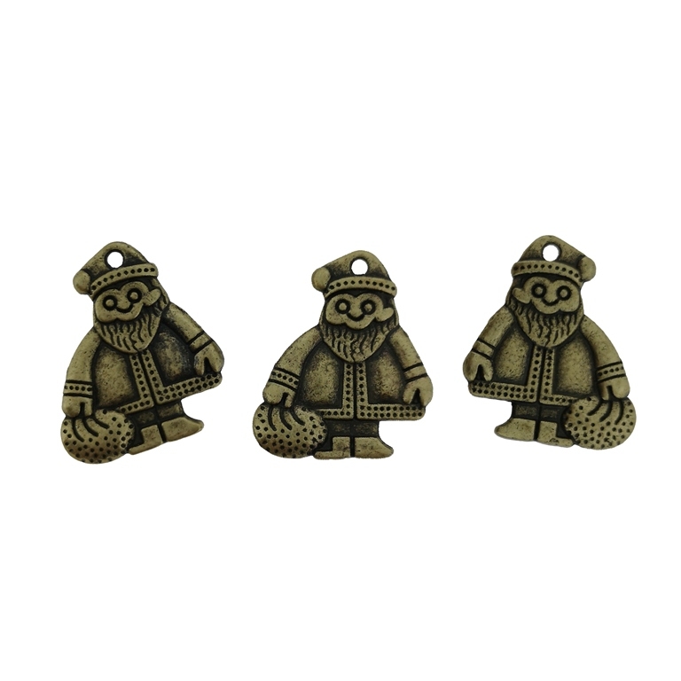 METAL BEADS - PENDANT - SANTA CLAUS 01 - 16x19x2mm ANTIQUE BRONZE - 5pcs. Hole-2.0mm