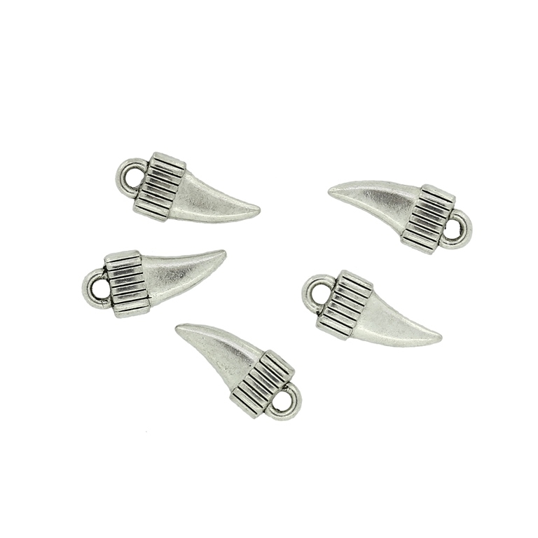 METAL BEADS - PENDANT - TOOTH 01 - 6x14x2.5mm NICKEL - 20pcs. Hole-2.0mm