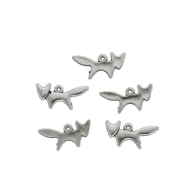 METAL BEADS - PENDANT - FOX 01 - 20x10x1mm NICKEL - 10pcs. Hole-1.0mm