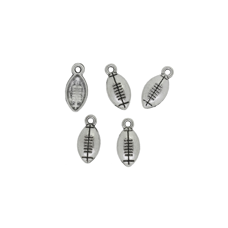 METAL BEADS - PENDANT - AMERICAN FOOTBALL BALL 01 - 7x15x3mm NICKEL - 16pcs. Hole-1.7mm