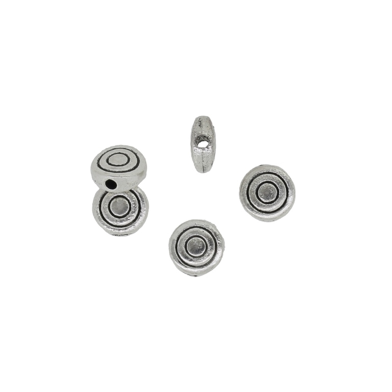 METAL BEADS - DISK 03 CIRCLE - 6x2.5mm NICKEL - PACKAGE 250pcs. Hole-1.2mm