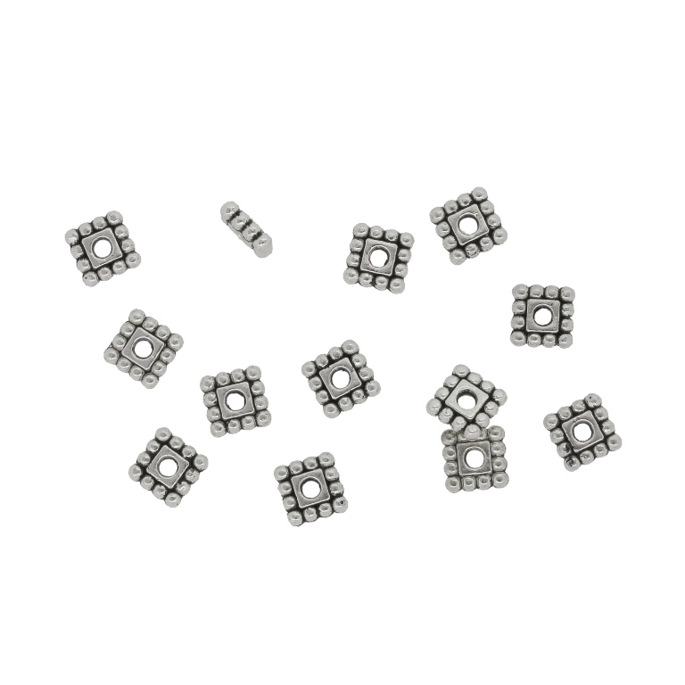 METAL BEADS - SQUARE BALLS 02 - 1.5x5x5mm NICKEL - 40pcs. Hole-1.5mm