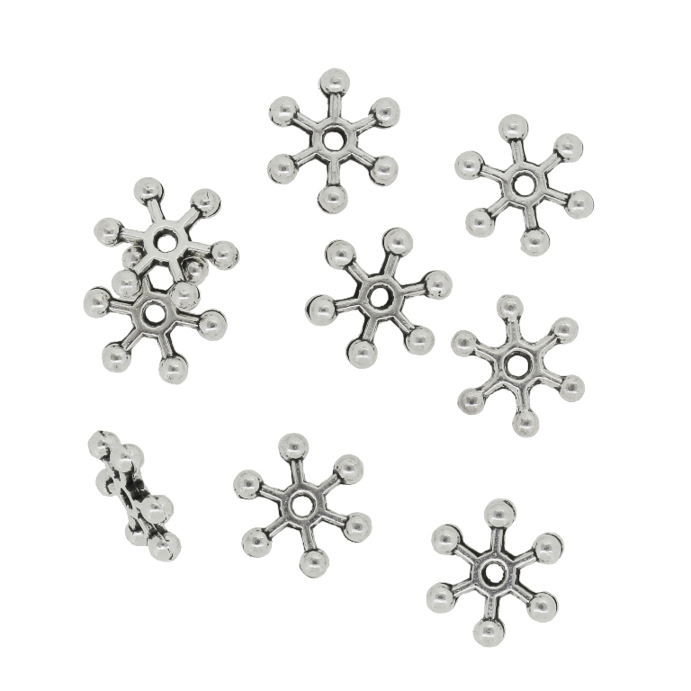 METAL BEADS - SNOWFLAKE 01 - 3x12mm NICKEL - 15pcs. Hole-1.6mm