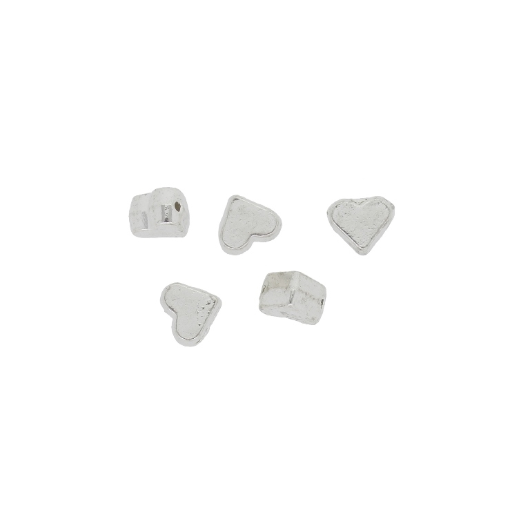 METAL BEADS - HEART 13 - 6.5x6x4mm SILVER - 15pcs. Hole-0.9mm