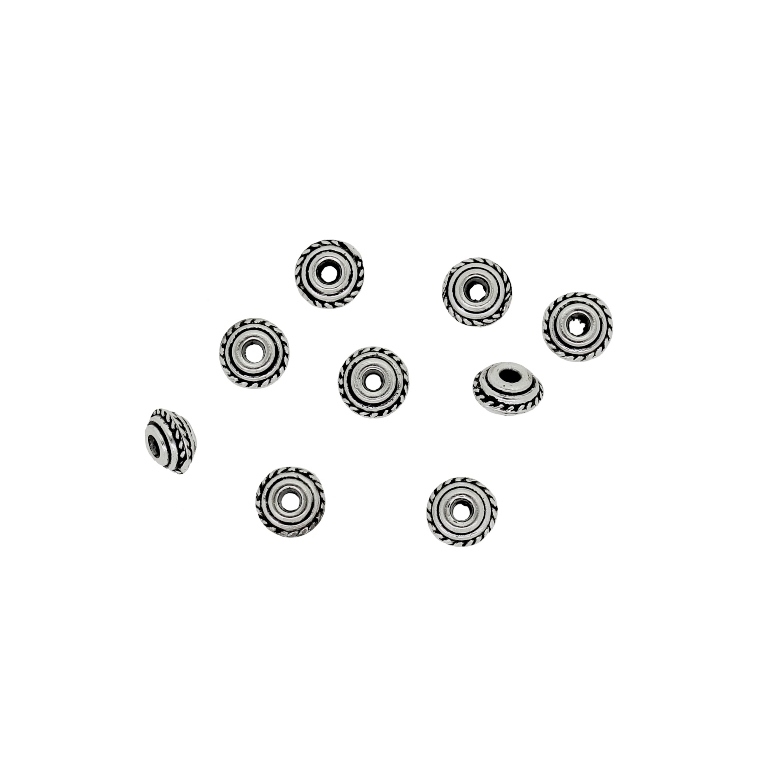 METAL BEADS - WASHER RELIEF 02 - 5x3mm NICKEL - 40pcs. Hole-1.6mm