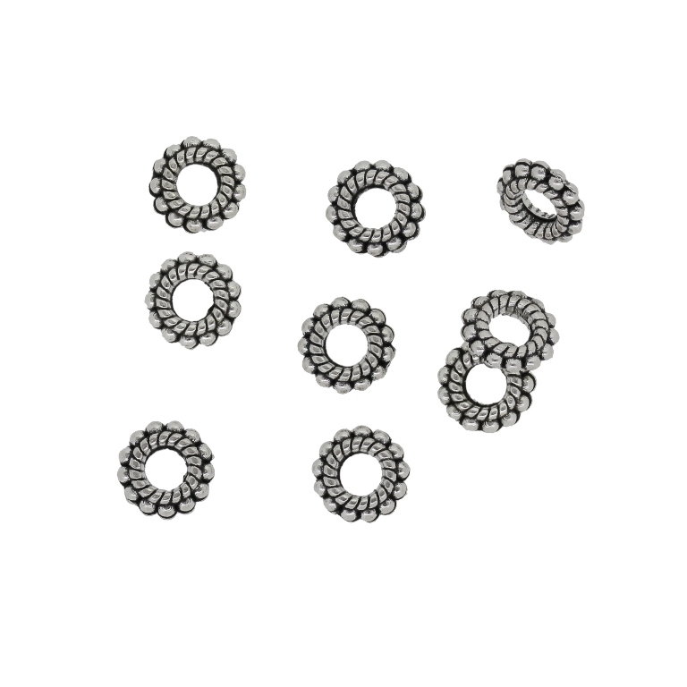 METAL BEADS - WASHER RELIEF BALLS 02 - 8x2mm NICKEL - 20pcs. Hole-3.2mm