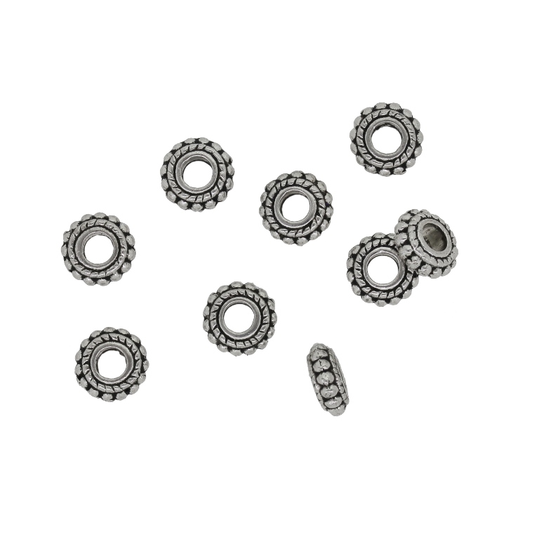 METAL BEADS - WASHER RELIEF BALLS 02А - 7.5x3mm NICKEL - 20pcs. Hole-3.0mm