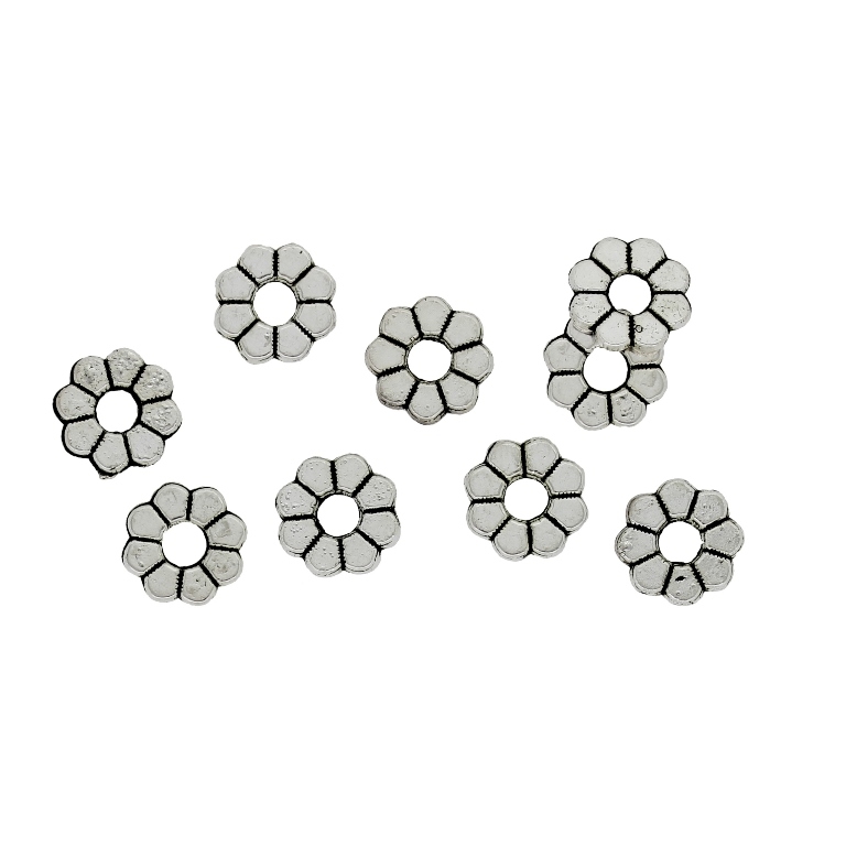 METAL BEADS - WASHER FLOWER 01 - 8x1mm NICKEL - 25pcs. Hole-2.7mm