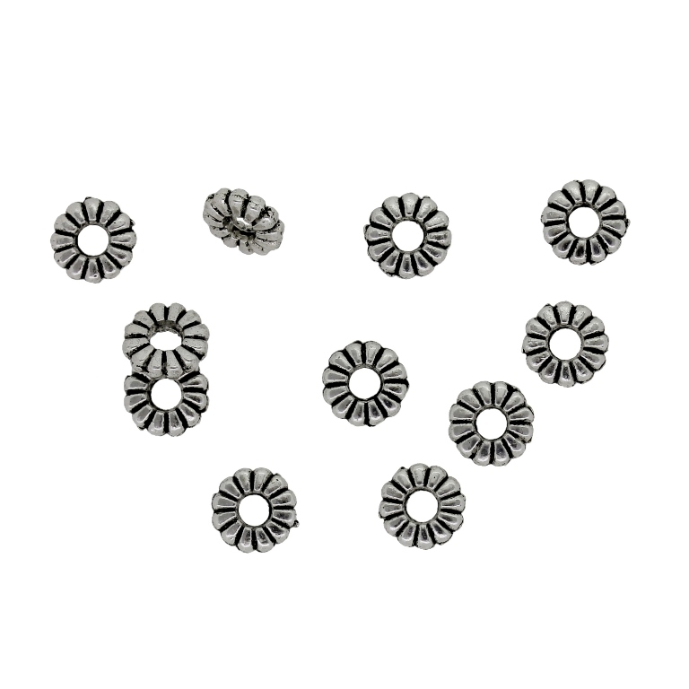 METAL BEADS - WASHER FLOWER 02 - 7x2mm NICKEL - PACKAGE 300pcs. Hole-2.4mm