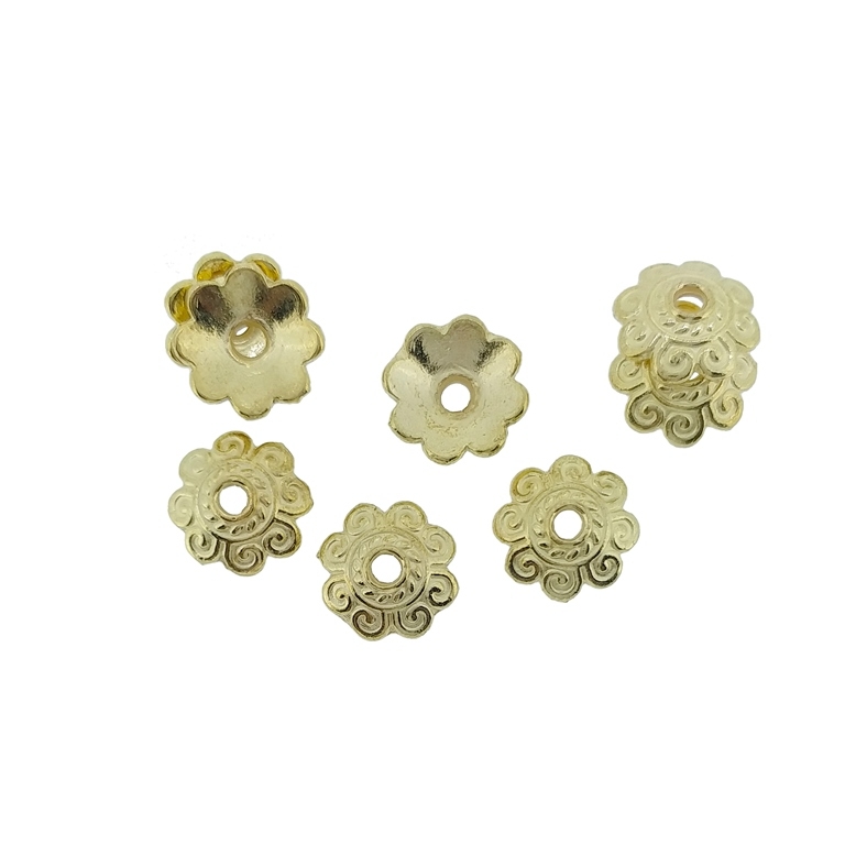 METAL BEADS - HAT RELIEF 02 - 8x2mm GOLD - 30pcs. Hole-1.6mm