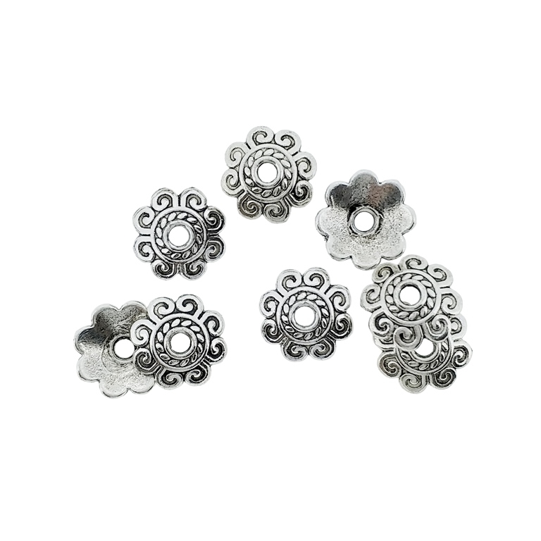 METAL BEADS - HAT RELIEF 02 - 8x2mm NICKEL - PACKAGE 300pcs. Hole-1.6mm