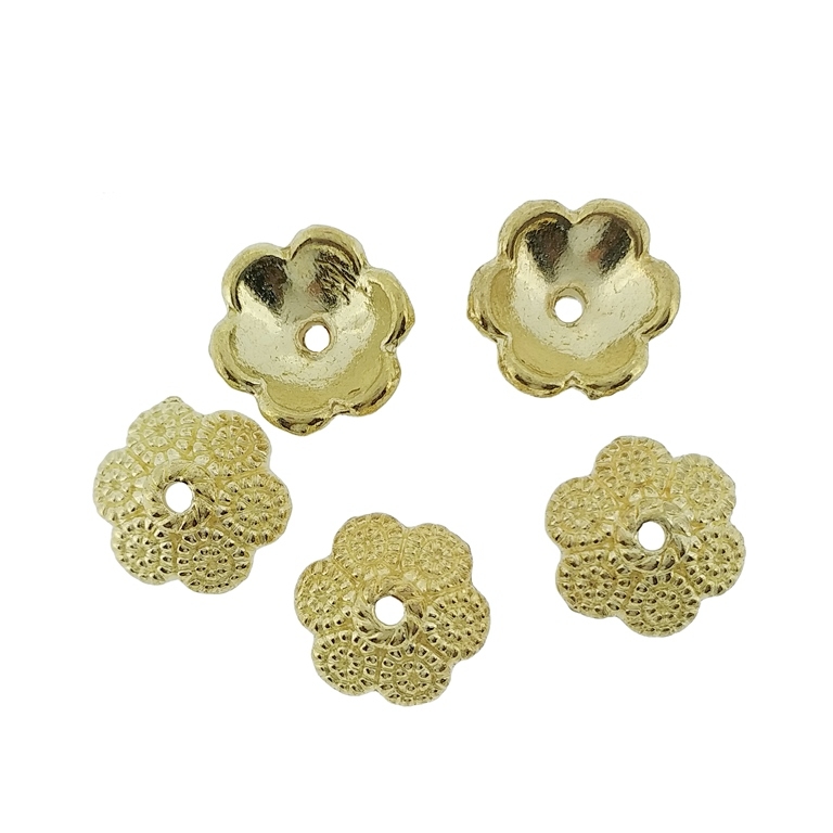 METAL BEADS - HAT RELIEF 04 DOTS - 11x4.5mm GOLD - 10pcs. Hole-1.8mm